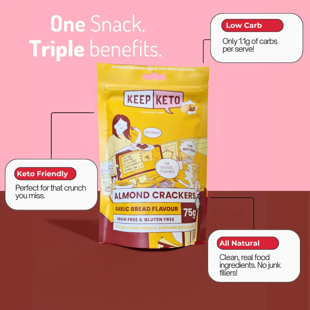 Keep Keto Crackers Garlic Bread Flavour 75g - Image 2