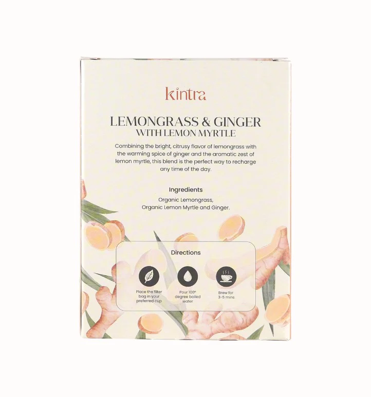 Kintra Foods Lemongrass & Ginger with Lemon Myrtle 25 Teabags - Image 2