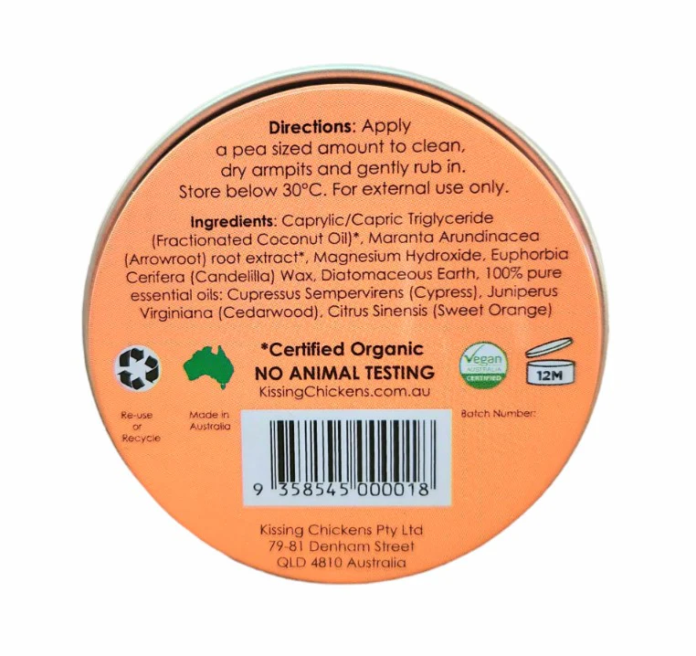 Kissing Chickens Natural Deodorant Paste Cypress & Orange 35g - Image 2