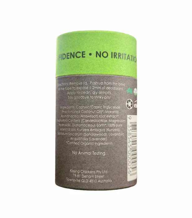 Kissing Chickens Natural Deodorant Stick Australian Kunzea 60g - Image 2