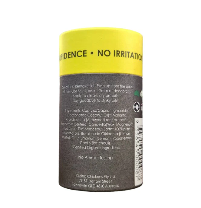 Kissing Chickens Natural Deodorant Stick Lemon Myrtle 60g - Image 2