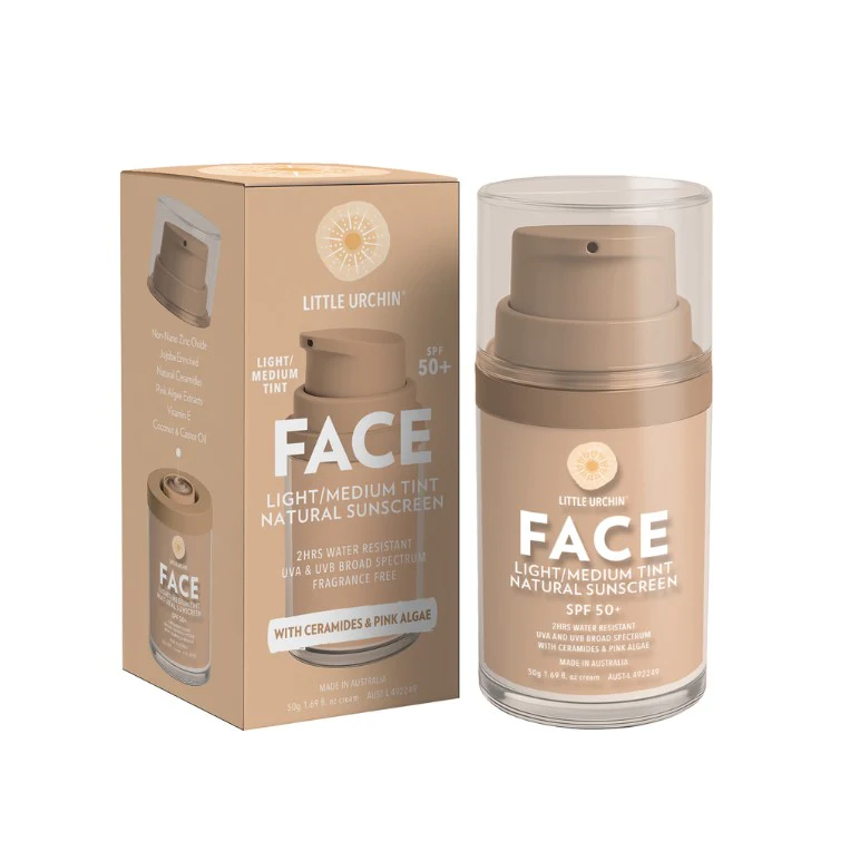 Little Urchin FACE Light/Medium Tint Natural Sunscreen SPF 50+ 50g