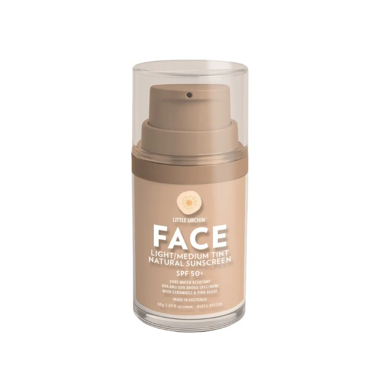 Little Urchin FACE Light/Medium Tint Natural Sunscreen SPF 50+ 50g - Image 2