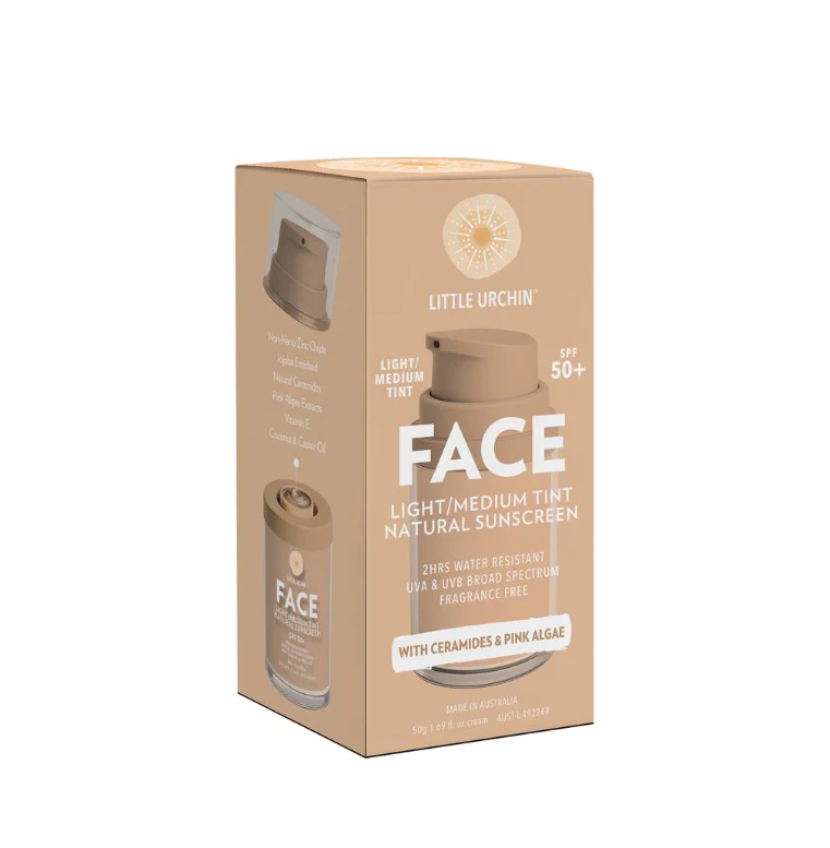 Little Urchin FACE Light/Medium Tint Natural Sunscreen SPF 50+ 50g - Image 3