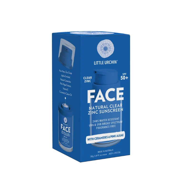Little Urchin FACE Natural Clear Zinc Sunscreen SPF 50+ 50g - Image 3