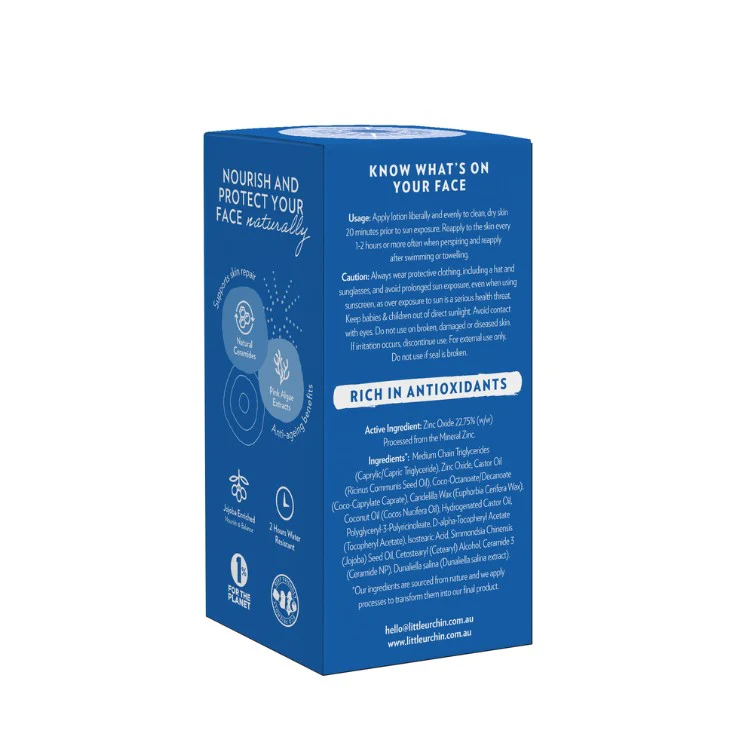 Little Urchin FACE Natural Clear Zinc Sunscreen SPF 50+ 50g - Image 4