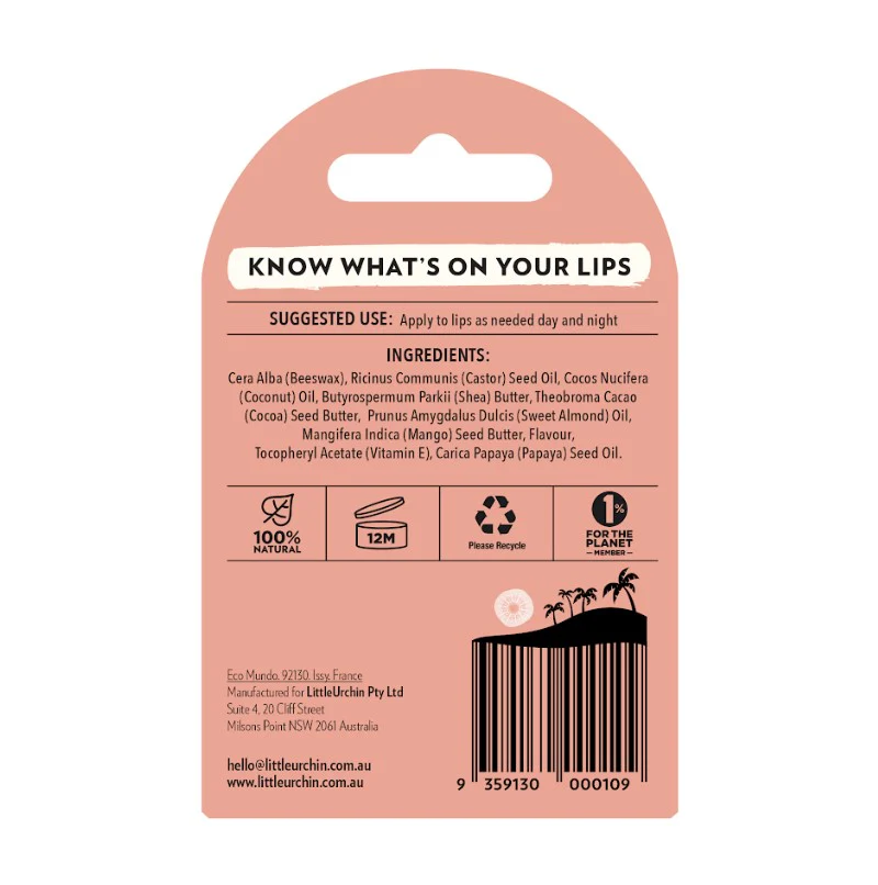 Little Urchin Lip Balm Tropical Paw Paw 4g - Image 2