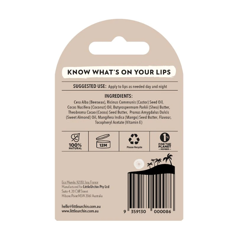 Little Urchin Lip Balm Vanilla Coconut 4g - Image 2
