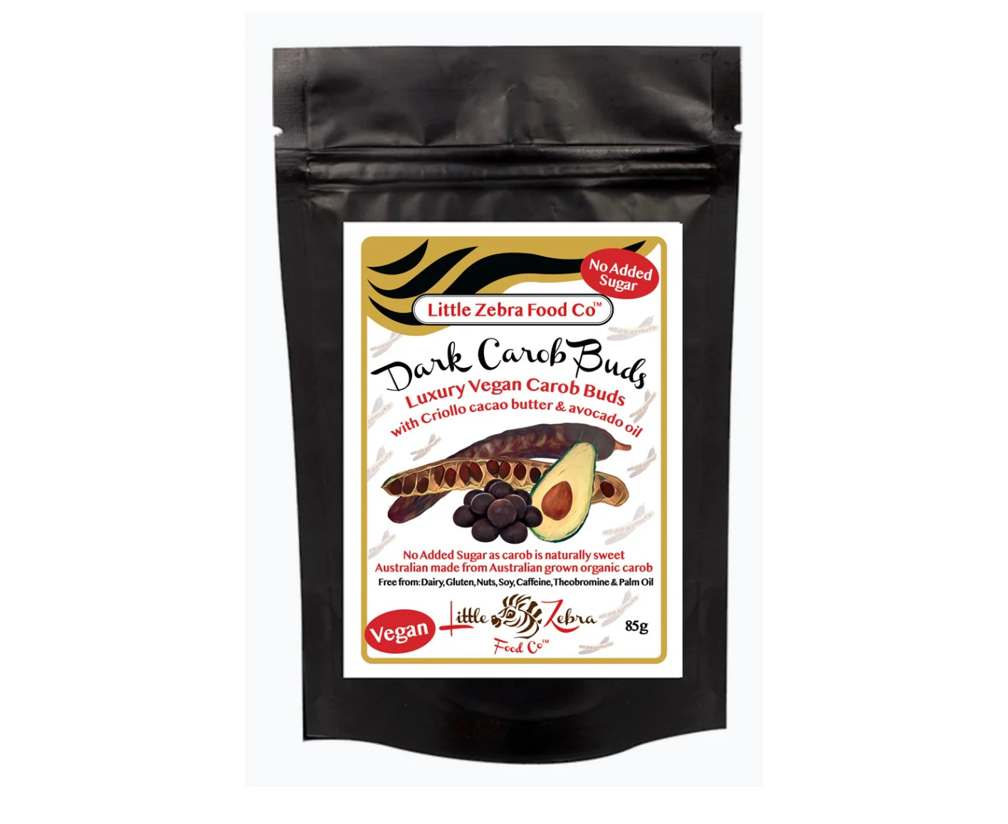 Little Zebra Chocolates Dark Carob Buds 85g pouch