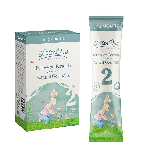 LittleOak Natural Goat Milk Follow-On Formula Stage 2 Sachets 6 x 30g