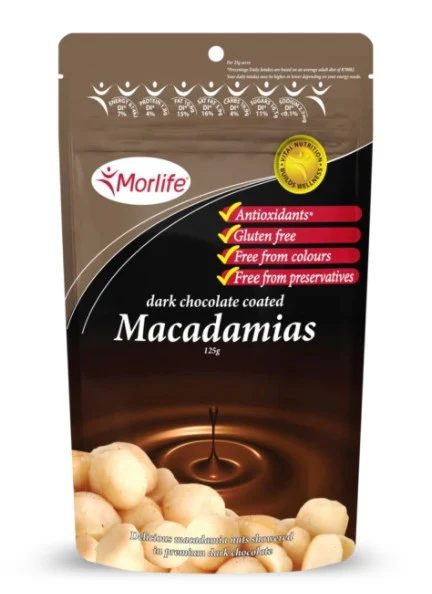 Morlife Chocolate Macadamia Nuts 125g