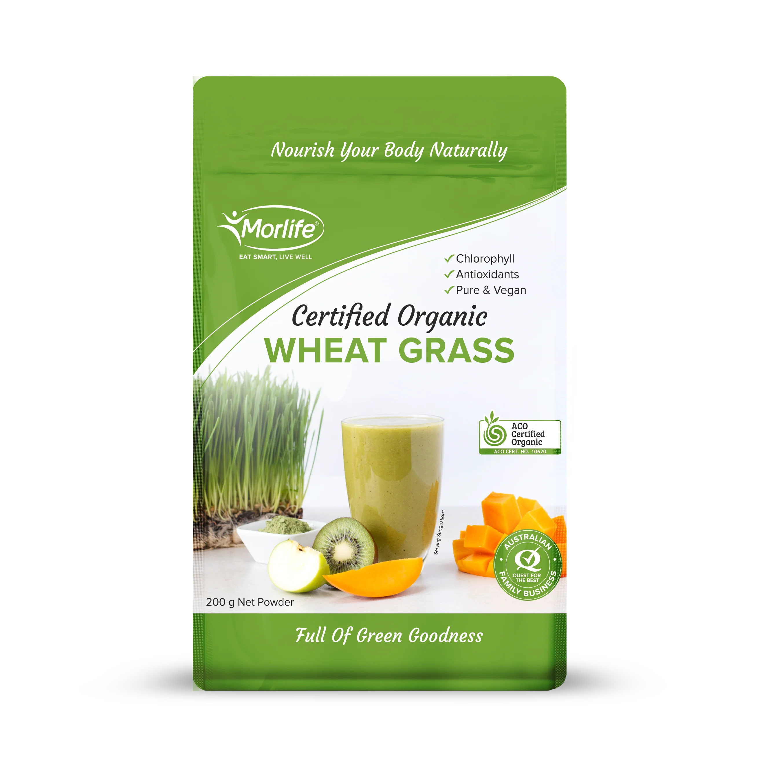 Morlife Wheat Grass Fine Powder Certified Organic
