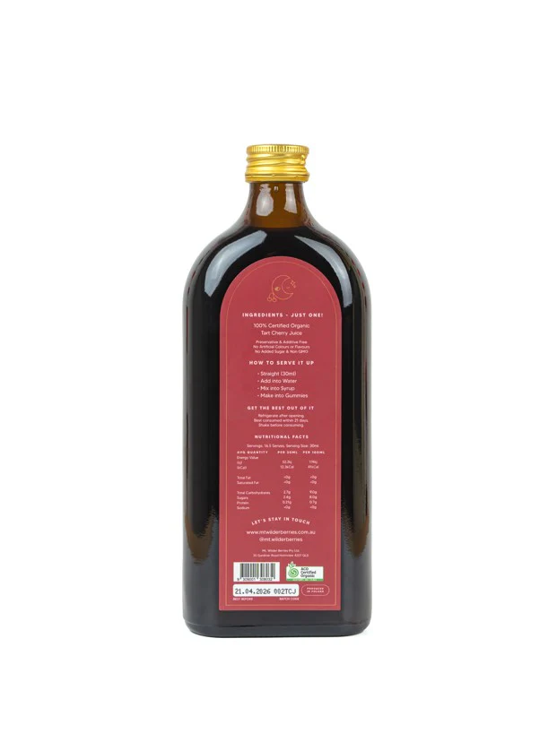 Mt Wilder Berries Organic Tart Cherry Juice 500ml - Image 2