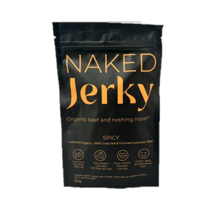Naked Jerky Organic Beef Jerky Spicy 50g - Box of 10