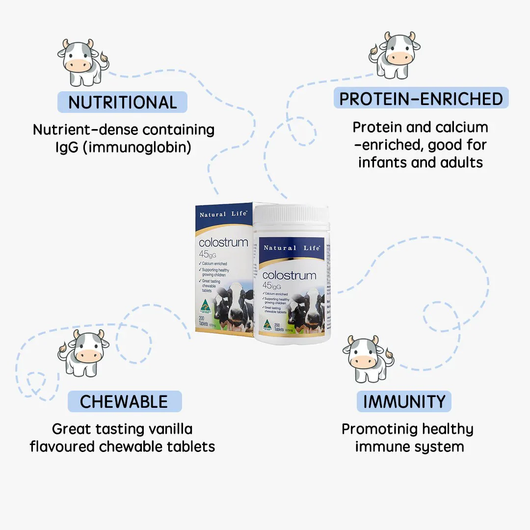 Natural Life Colostrum 45mg IgG Chewable 200 Tablets - Image 2