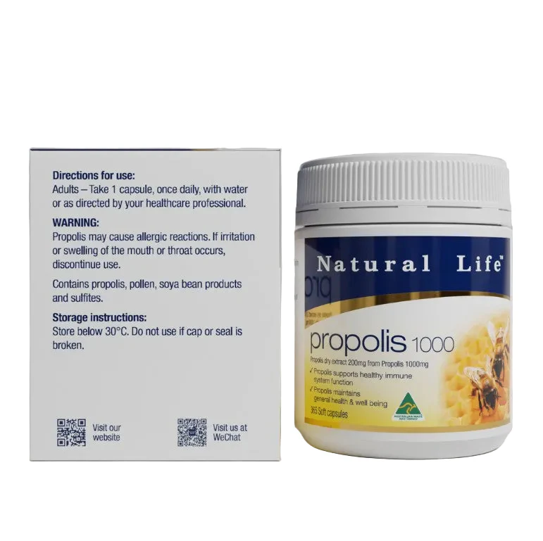 Natural Life Propolis 1000mg 365 Capsules - Image 2