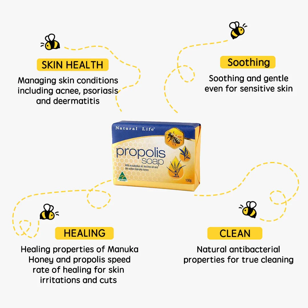 Natural Life Bar Soap Propolis Manuka Honey Tea Tree & Eucalyptus 100g - Image 3