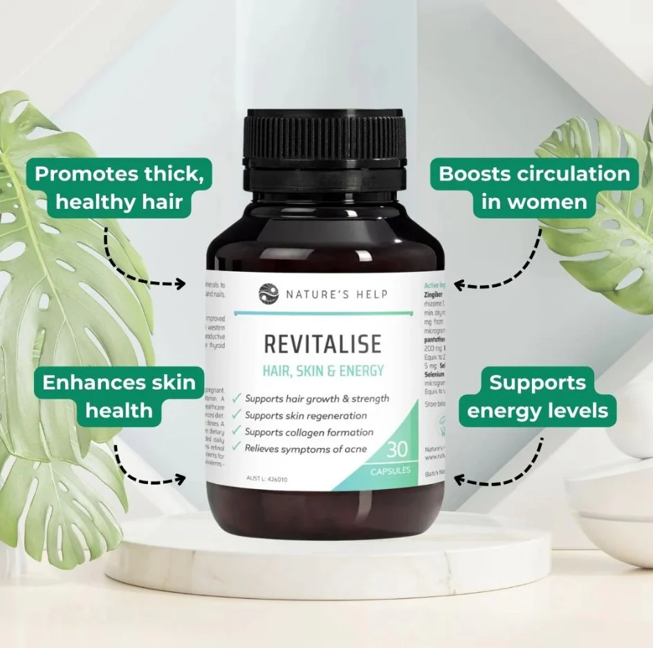 Nature's Help Revitalise Hair Skin & Energy 30 capsules - Image 3