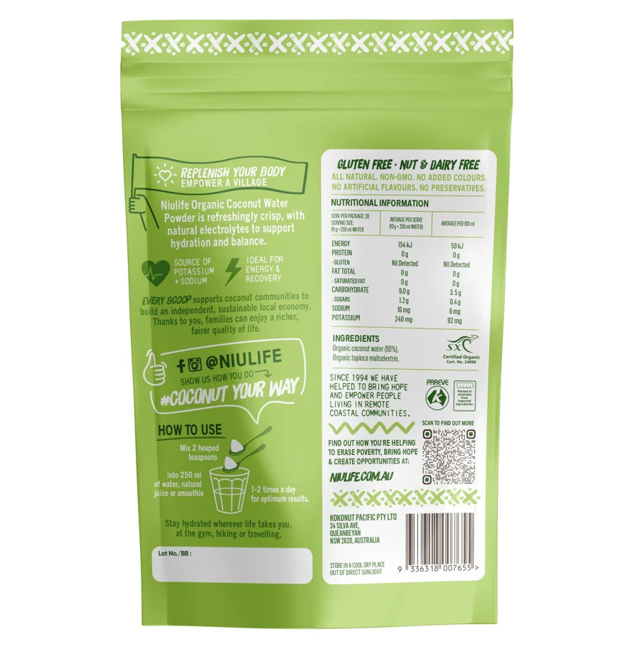 Niulife Coconut Water Powder Certified Organic 200g - Image 2