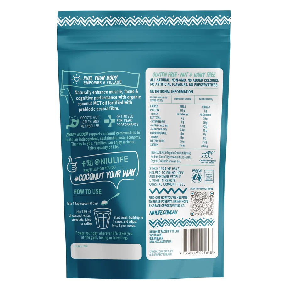 Niulife MCT Oil Powder Certified Organic 200g - Image 2