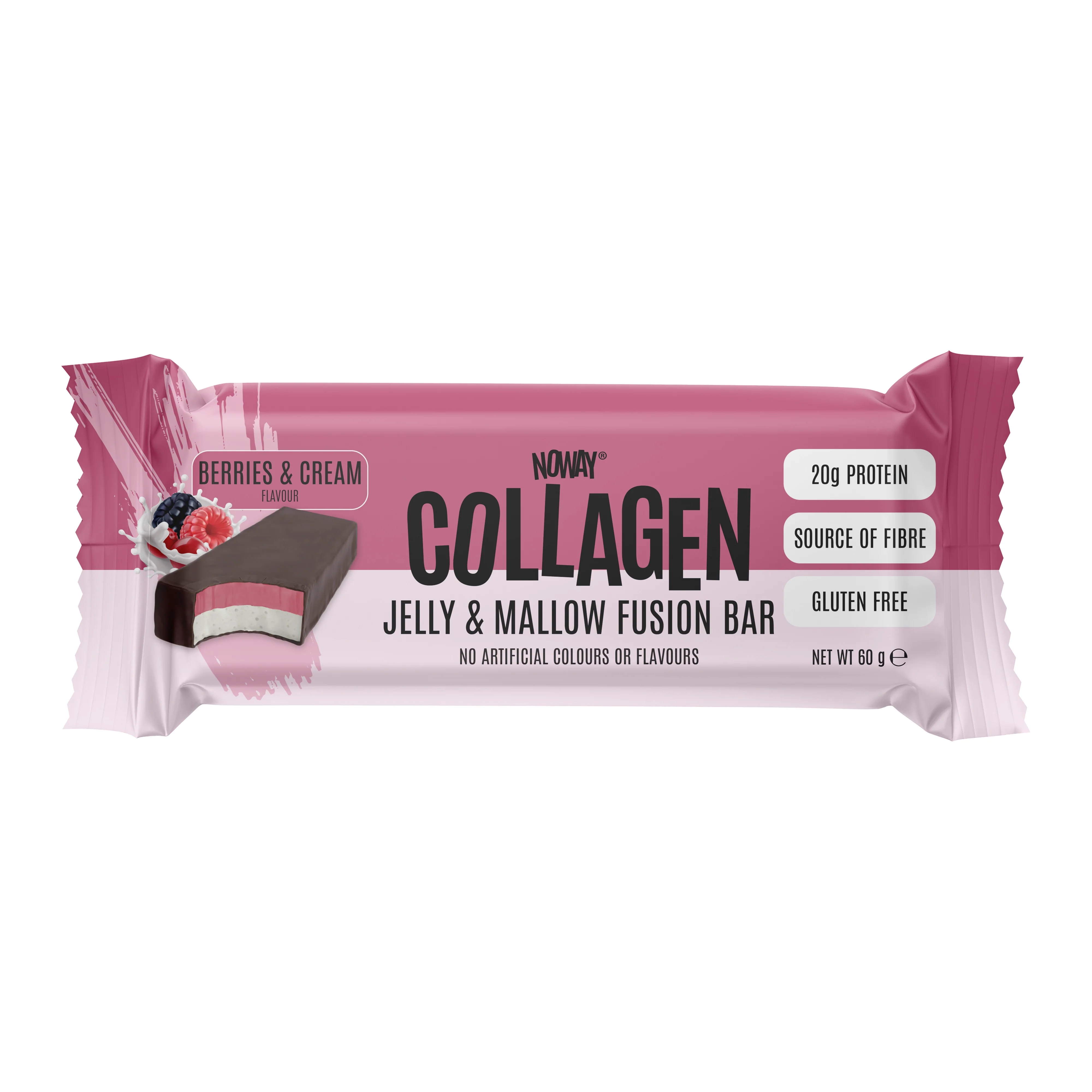 NOWAY Collagen Fusion Bar Berries & Cream 60g - Box of 12 - Image 2