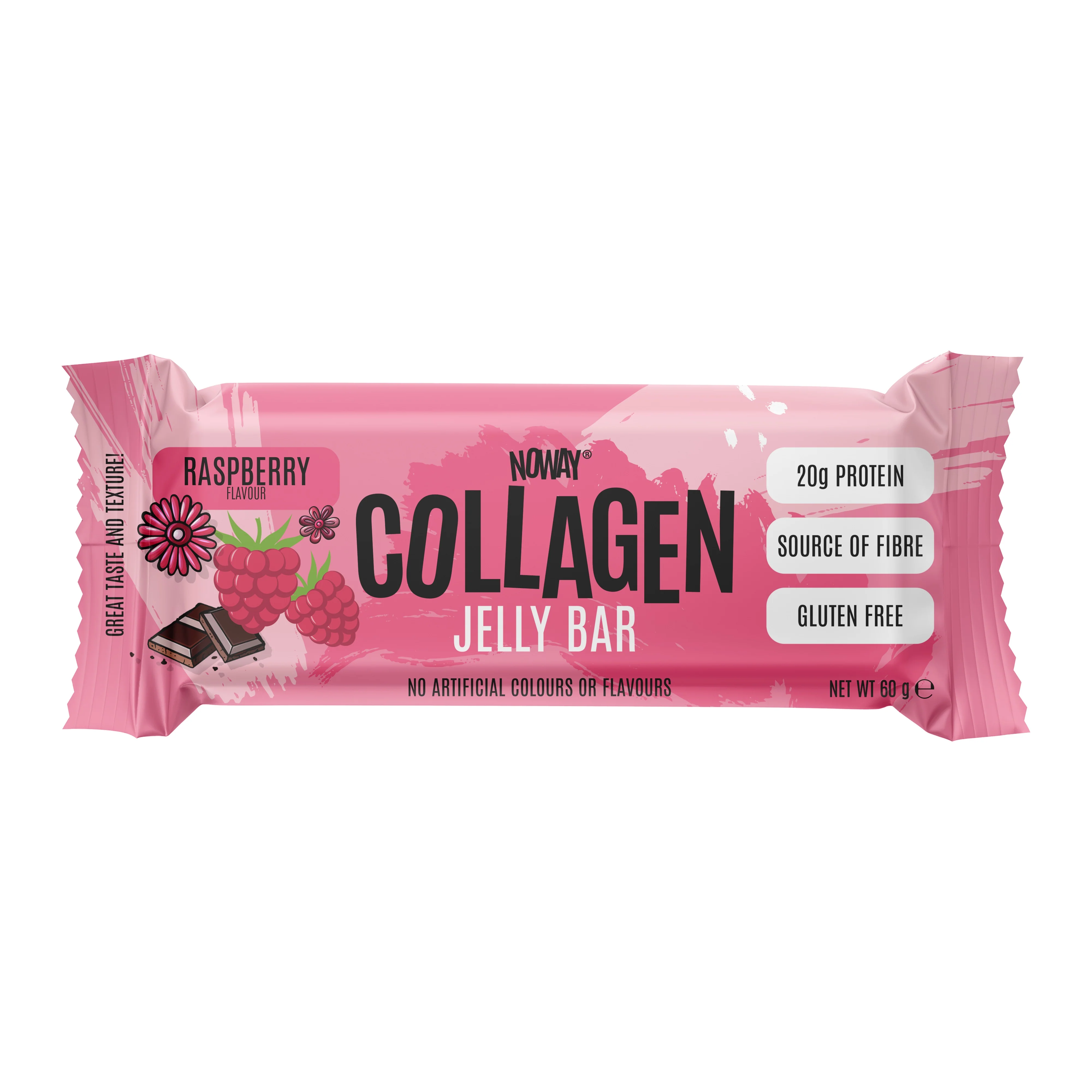 NOWAY Collagen Jelly Bar Raspberry 60g - Box of 12 - Image 2