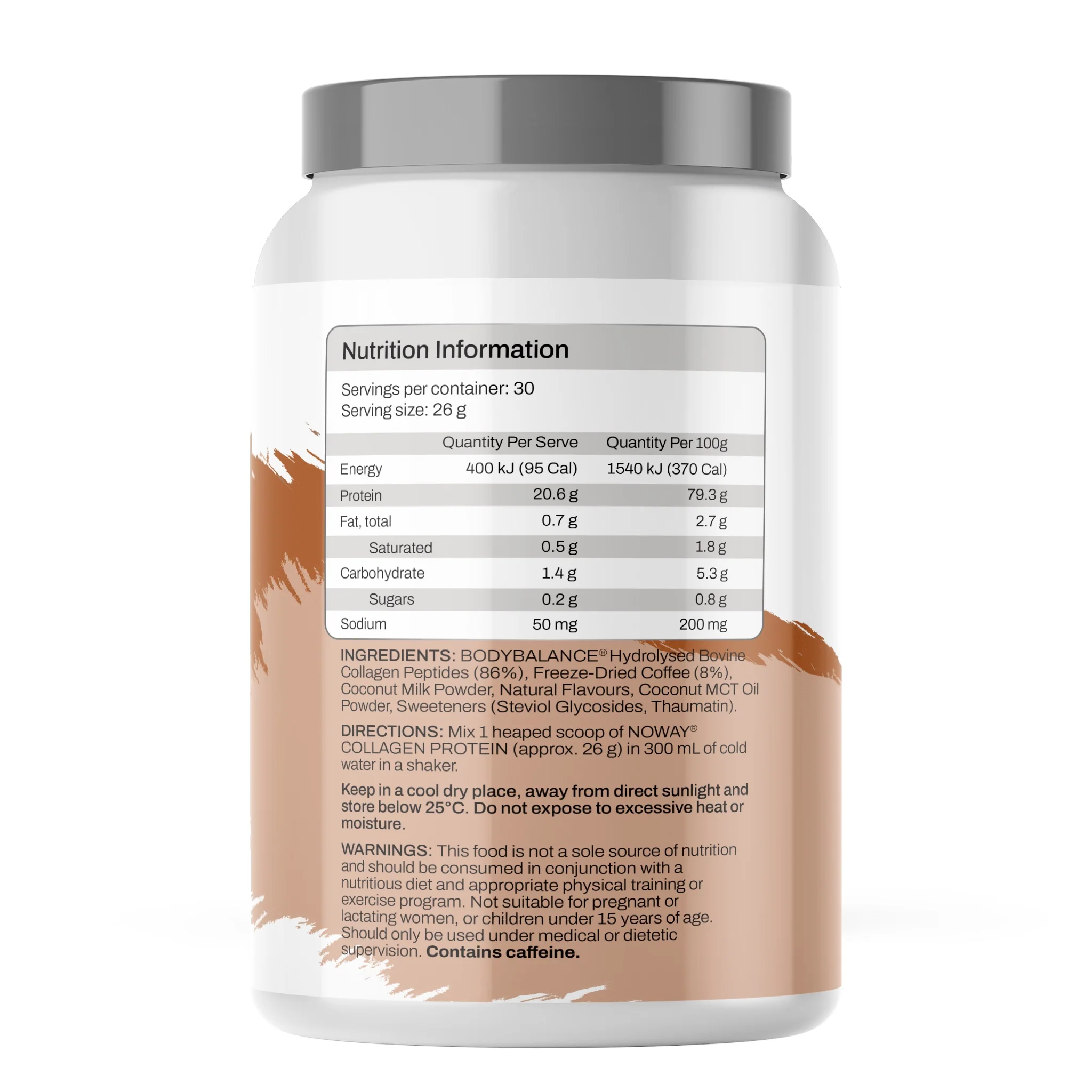 NOWAY Collagen Protein Iced  Coffee 30 Serve Tub 780g - Image 3