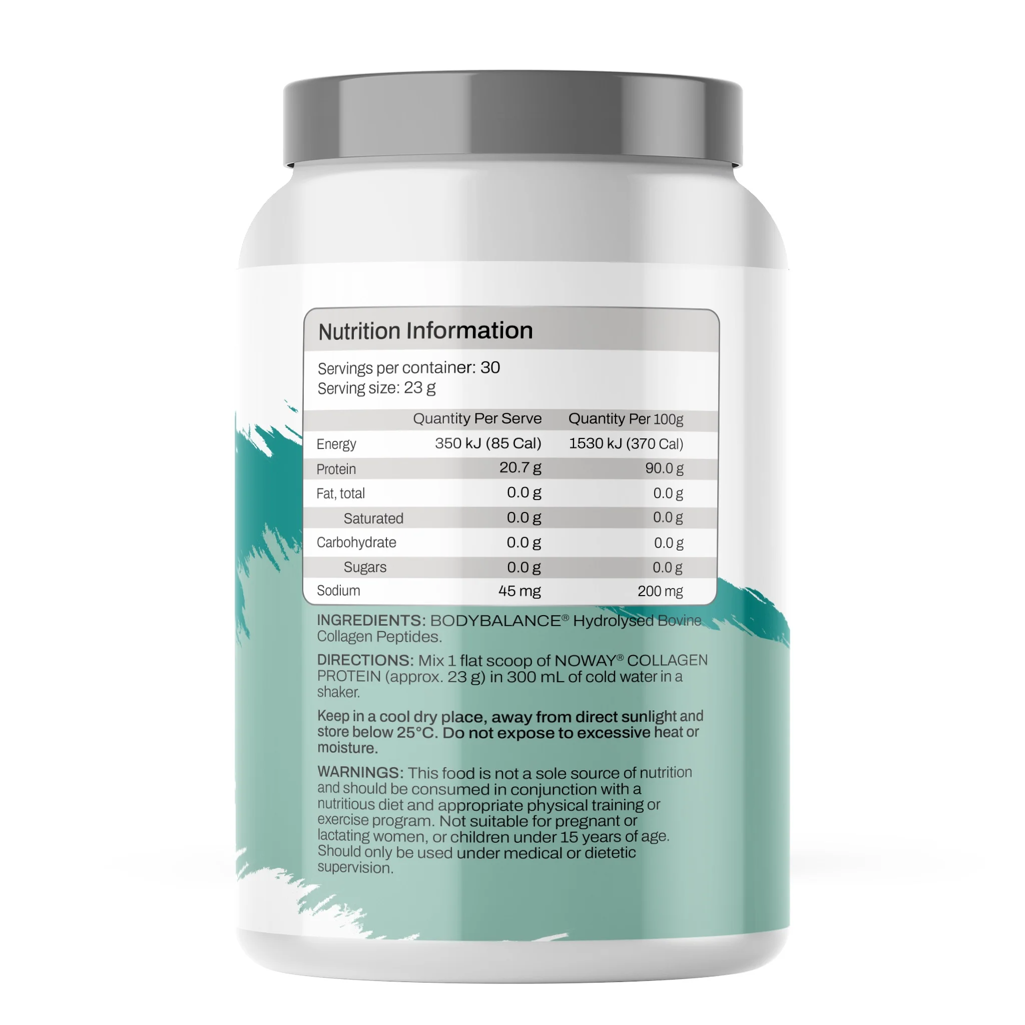 NOWAY Collagen Protein Unflavoured 30 Serve Tub 690g - Image 3