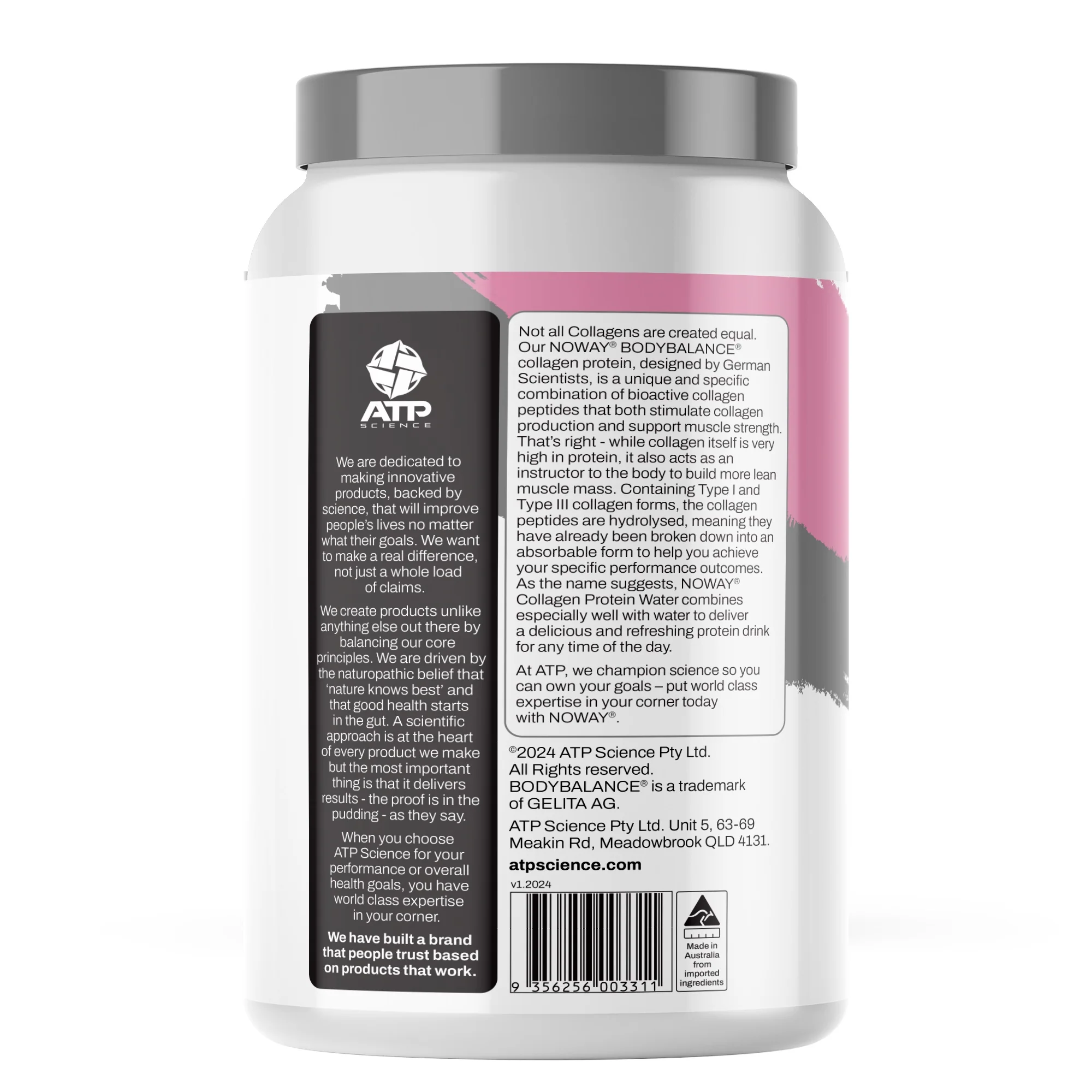 NOWAY Collagen Protein Water Pink Lemonade 30 Serve Tub 750g - Image 3