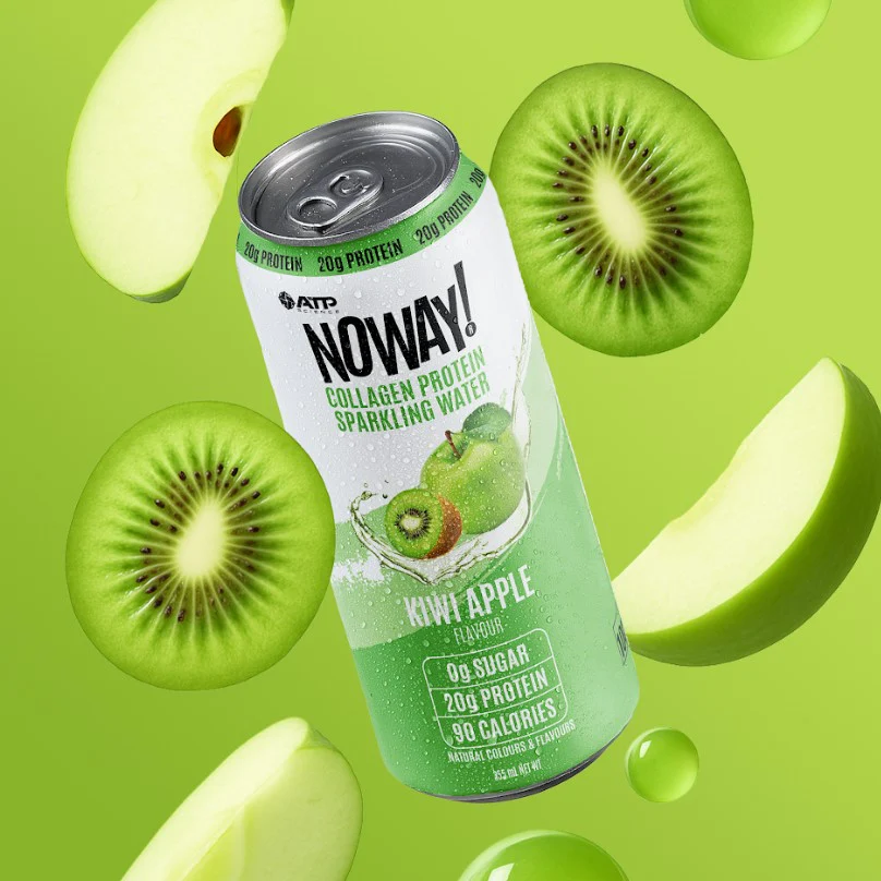 NOWAY Collagen Protein Water Sparkling Water Kiwi Apple 355ml - Box of 12 - Image 4