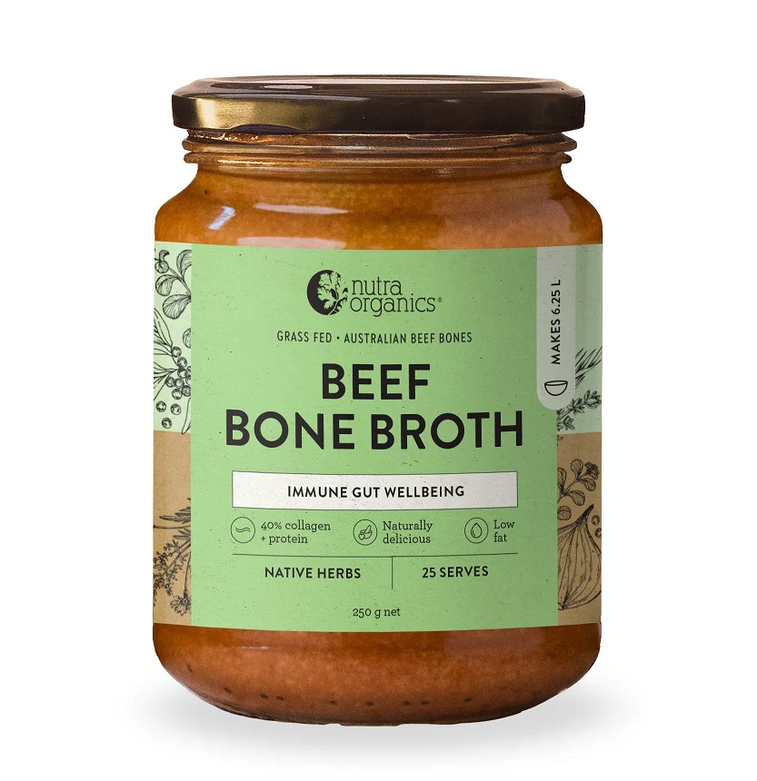 Nutra Organics  Beef Bone Broth Concentrate Native Herbs 250g