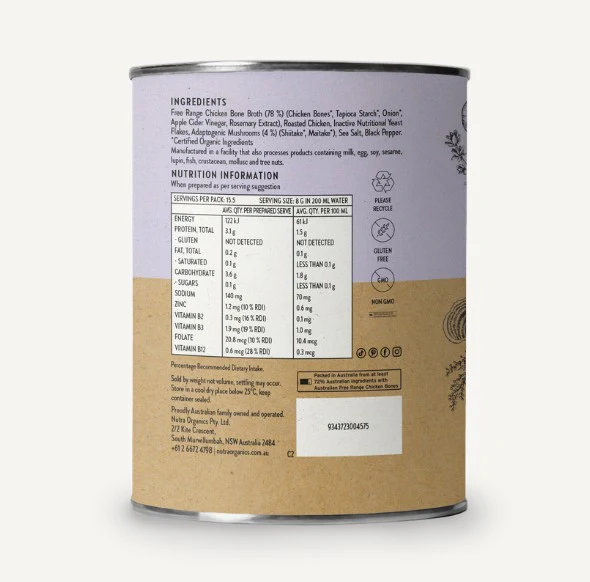 Nutra Organics Chicken Bone Broth Adaptogenic Mushroom 125g - Image 3