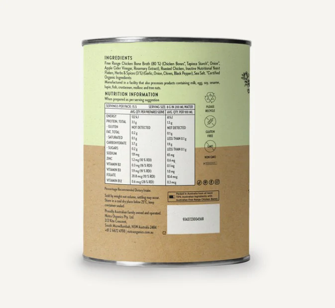 Nutra Organics Chicken Bone Broth Garden Herb 125g - Image 3