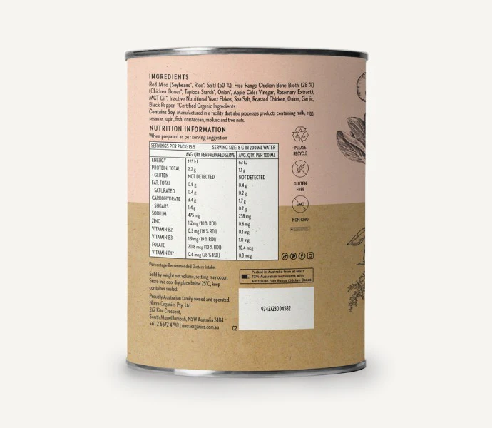 Nutra Organics Chicken Bone Broth Miso Ramen 125g - Image 3