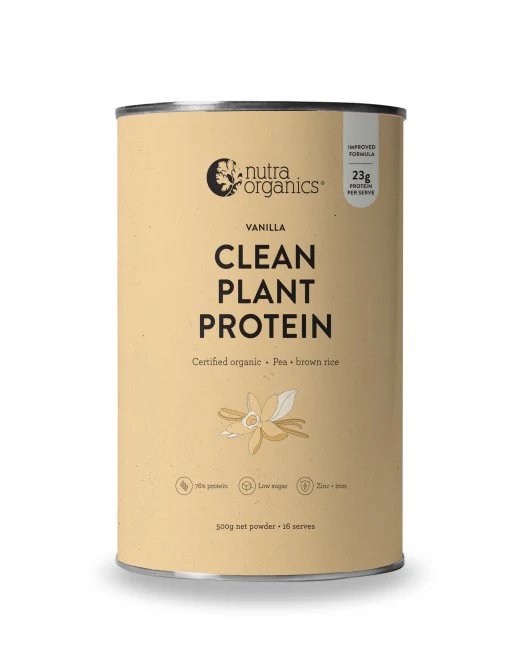 Nutra Organics Clean Plant Protein Vanilla Certified Organic 500g
