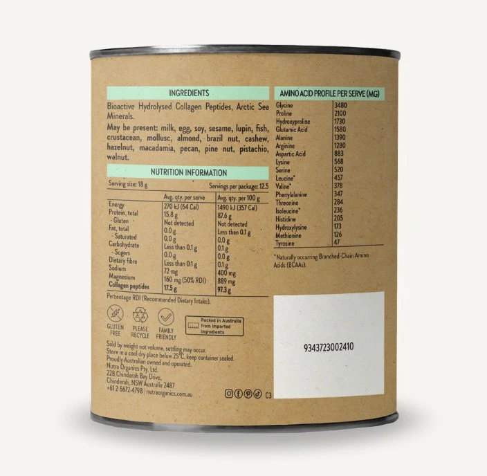 Nutra Organics Collagen Protein 225g - Image 3