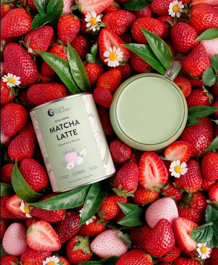 Nutra Organics Collagen Strawberry Matcha Latte 100g - Image 3