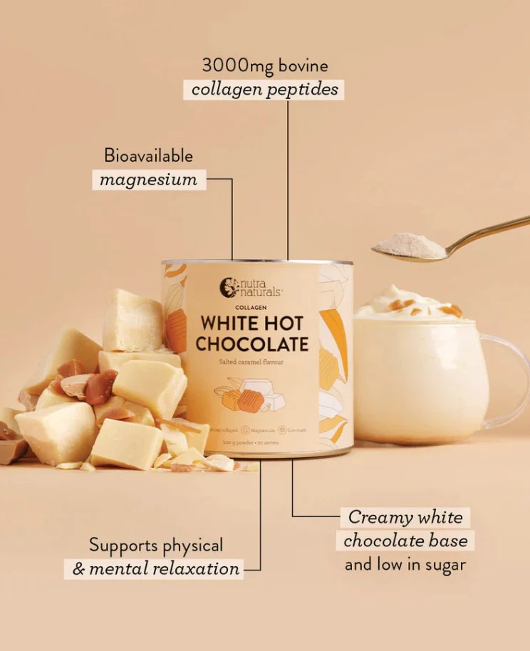 Nutra Organics Collagen White Hot Choc Salted Caramel 200g - Image 2