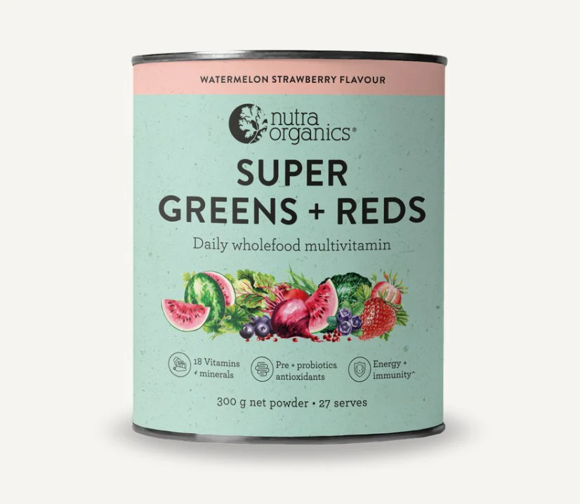Nutra Organics Super Greens + Reds Watermelon & Strawberry 300g