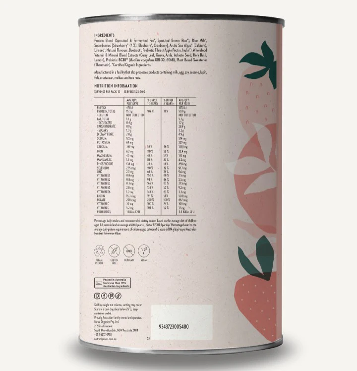 Nutra Organics Thriving Family Protein Strawberries & Cream - Image 3