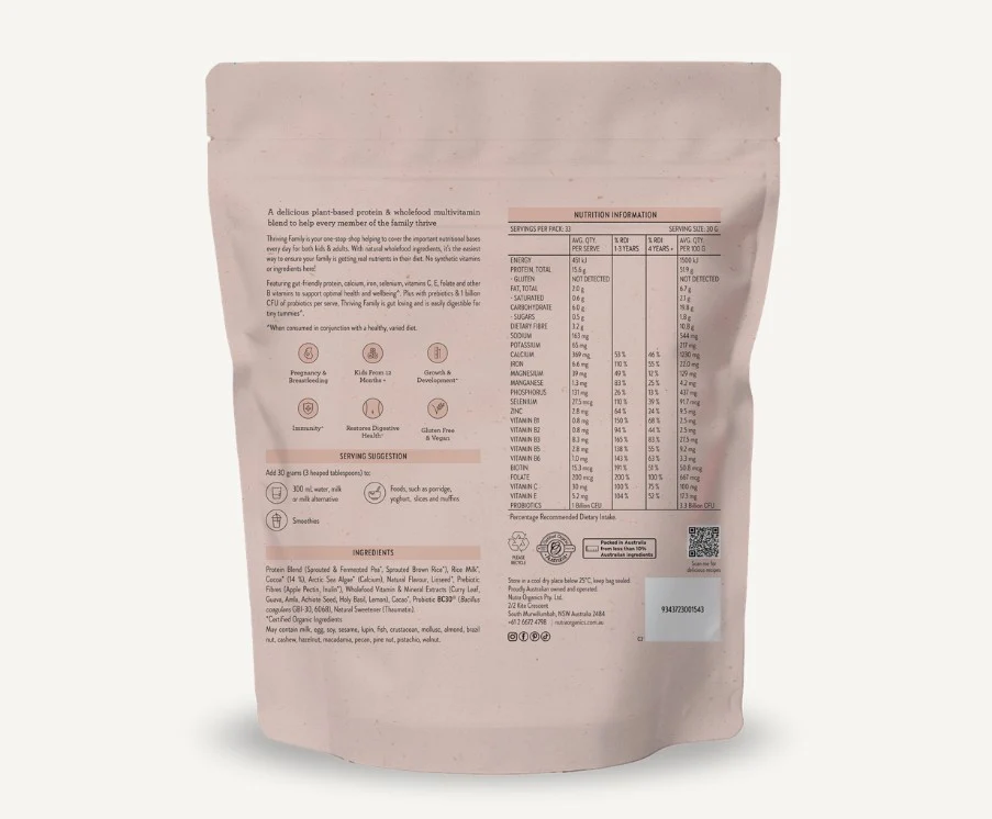 Nutra Organics Thriving Family Protein Double Choc 1kg - Image 2