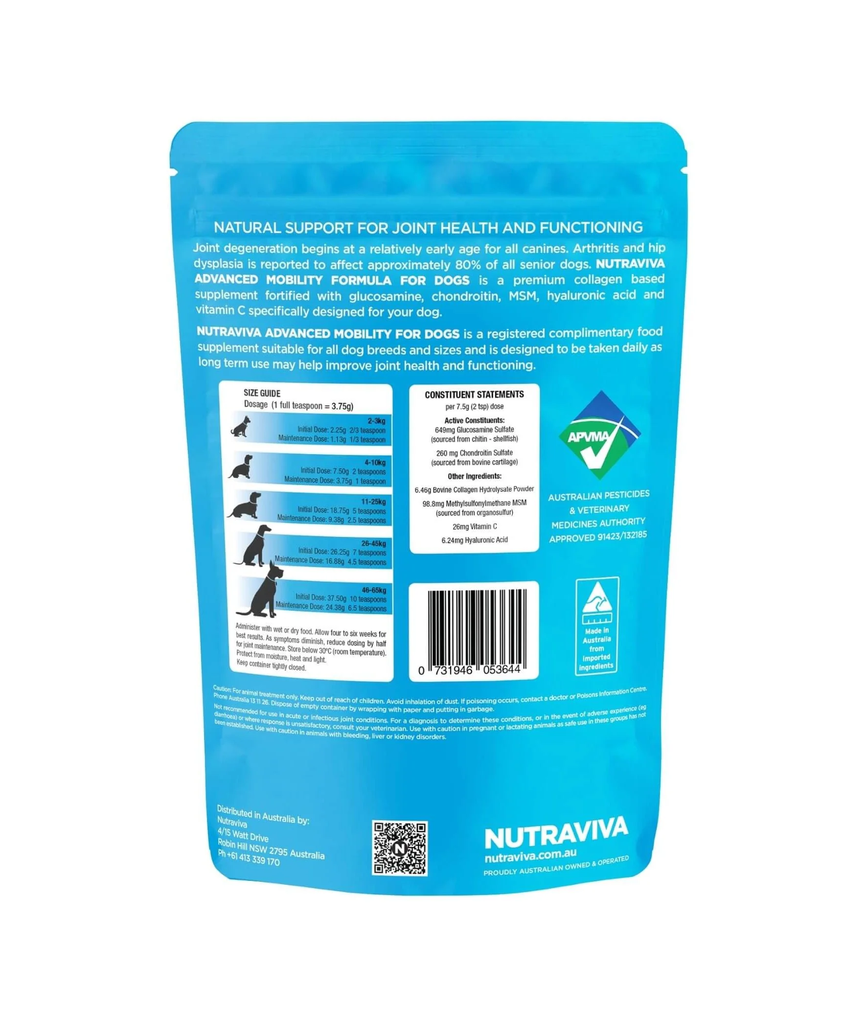 Nutraviva Advanced Mobility Formula for Dogs 250g - Image 2