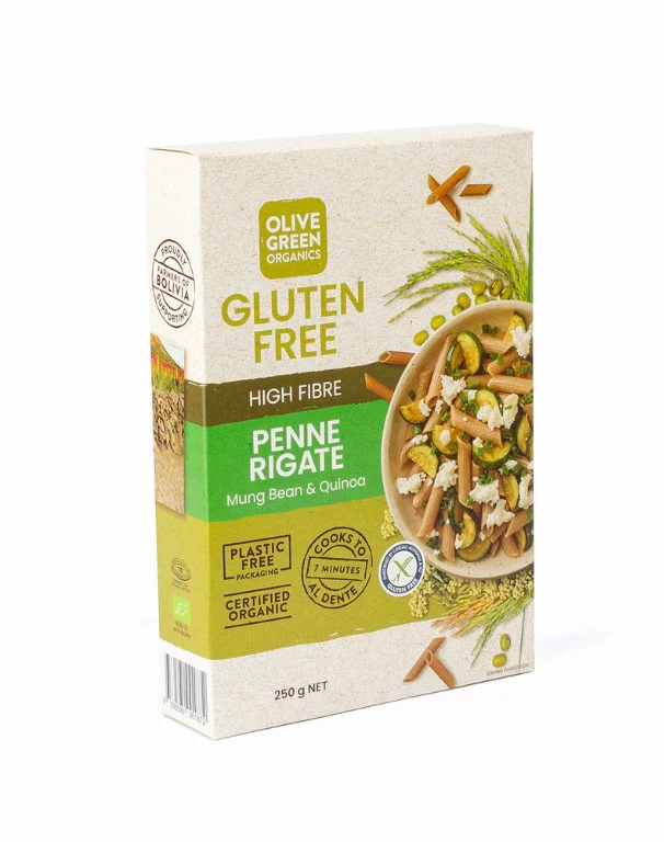 Olive Green Organics Gluten Free Mung Bean & Quinoa Penne Rigate 250g - Image 3