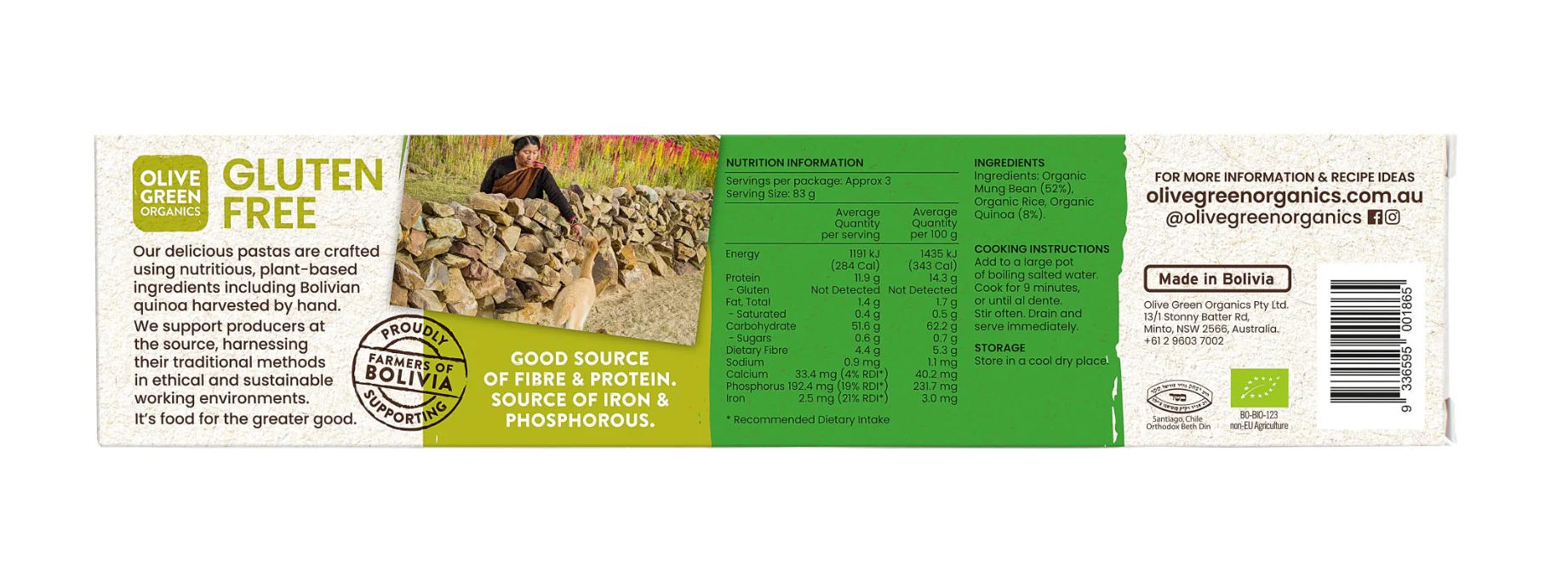 Olive Green Organics Gluten Free Mung Bean & Quinoa Spaghetti 250g - Image 2