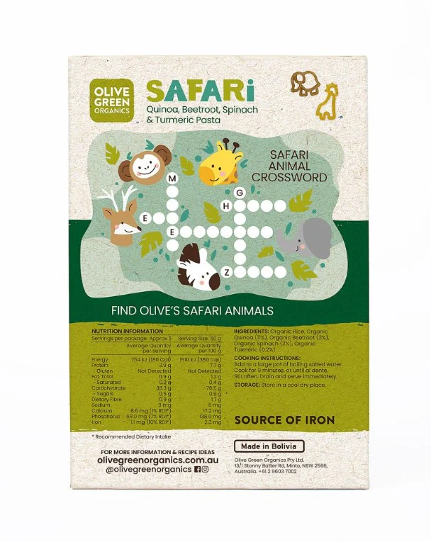 Olive Green Organics Gluten Free Pasta Quinoa & Rice Veg & Turmeric Safari 250g - Image 2