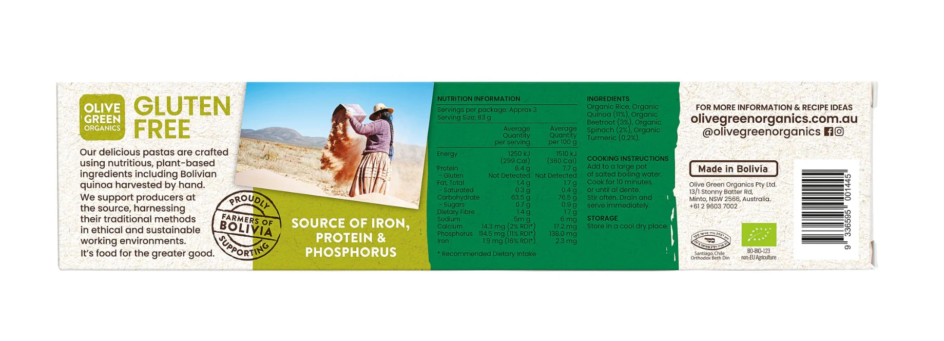 Olive Green Organics Gluten Free Pasta Quinoa & Rice Veg & Turmeric Spaghett 250g - Image 2
