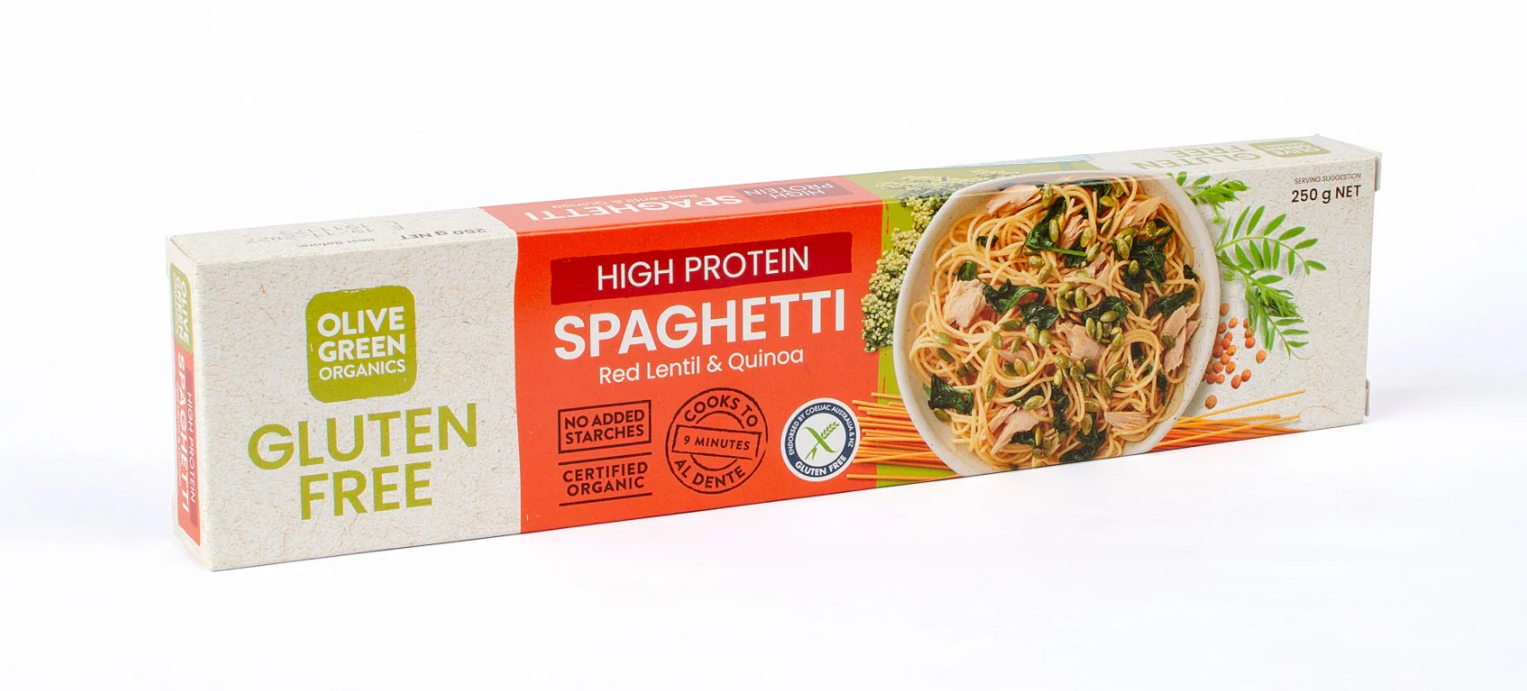 Olive Green Organics Gluten Free Red Lentil & Quinoa Pasta Spaghetti 250g - Image 3