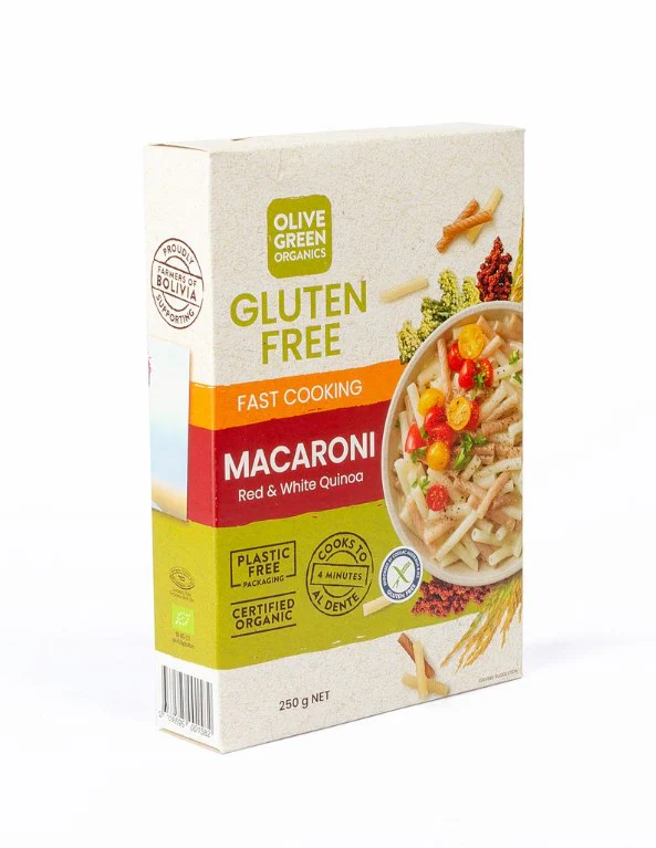 Olive Green Organics Gluten Free Red & White Quinoa Pasta Macaroni 250g - Image 3
