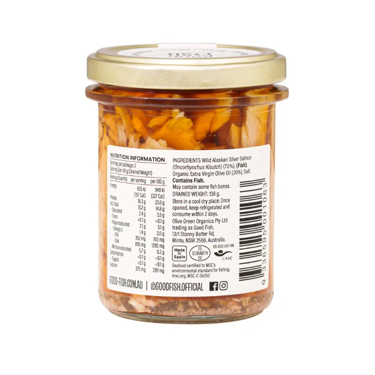 Olive Green Organics Good Fish Wild Alaskan Salmon in Extra Virgin Olive Oil - Image 2