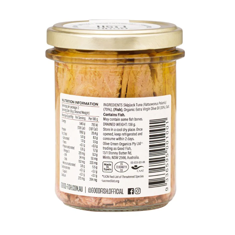 Olive Green Organics Good Fish Wild Skipjack Tuna in Extra Virgin Olive Oil - Image 2